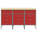 Arbejdsskab med skuffe 3 pcs Rød og Grå 150 x 55 x 85 cm