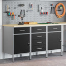Arbejdsskab med skuffe 3 pcs Sort og grå 150 x 55 x 85 cm