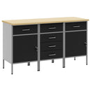 Arbejdsskab med skuffe 3 pcs Sort og grå 150 x 55 x 85 cm