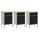 Arbejdsskab med skuffe 3 pcs Sort og grå 150 x 55 x 85 cm