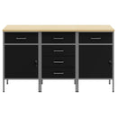 Arbejdsskab med skuffe 3 pcs Sort og grå 150 x 55 x 85 cm