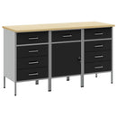 Arbejdsskab med skuffe 3 pcs Sort og grå 150 x 55 x 85 cm