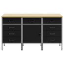 Arbejdsskab med skuffe 3 pcs Sort og grå 150 x 55 x 85 cm
