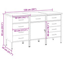 Arbejdsskab med skuffe 3 pcs Sort og grå 150 x 55 x 85 cm