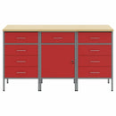 Arbejdsskab med skuffe 3 pcs Rød og Grå 150 x 55 x 85 cm