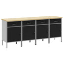 Arbejdsskab med skuffe 4 pcs Sort og grå 200 x 55 x 85 cm
