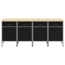 Arbejdsskab med skuffe 4 pcs Sort og grå 200 x 55 x 85 cm