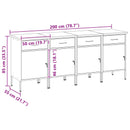 Arbejdsskab med skuffe 4 pcs Sort og grå 200 x 55 x 85 cm