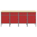 Arbejdsskab med skuffe 4 pcs Rød og Grå 200 x 55 x 85 cm