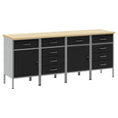 Arbejdsskab med skuffe 4 pcs Sort og grå 200 x 55 x 85 cm