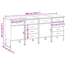 Arbejdsskab med skuffe 4 pcs Sort og grå 200 x 55 x 85 cm