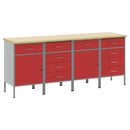 Arbejdsskab med skuffe 4 pcs Rød og Grå 200 x 55 x 85 cm