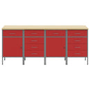 Arbejdsskab med skuffe 4 pcs Rød og Grå 200 x 55 x 85 cm
