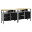 Arbejdsbænk sæt med skuffe 2 pcs Sort og grå 200 x 55 x 85 cm