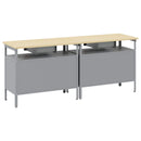 Arbejdsbænk sæt med skuffe 2 pcs Sort og grå 200 x 55 x 85 cm