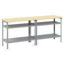 Arbejdsbænk sæt med hylde 2 pcs Beige og grå 200 x 55 x 85 cm