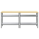 Arbejdsbænk sæt med hylde 2 pcs Beige og grå 200 x 55 x 85 cm