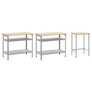 Arbejdsbænk sæt med hylde 3 pcs Beige og grå Pulverlakeret stål