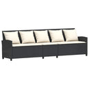 5-personers havesofa med hynder polyrattan sort