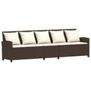 5-personers havesofa med hynder polyrattan brun