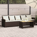 5-personers havesofa med hynder polyrattan brun