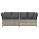 havesofa med hynder polyrattan lysegrå