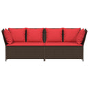 havesofa med hynder polyrattan brun