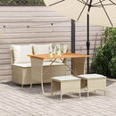 spisebordssæt til haven 4 dele med hynder polyrattan beige