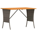 havebord med top i akacietræ 105x75x72 cm polyrattan grå