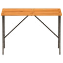 havebord med top i akacietræ 105x75x72 cm polyrattan grå