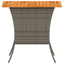 havebord med top i akacietræ 105x75x72 cm polyrattan grå