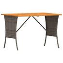 havebord med top i akacietræ 105x75x72 cm polyrattan grå