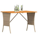 havebord med top i akacietræ 105x75x72 cm polyrattan beige