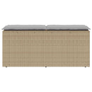 havebænk med hynde 110x40x44 cm polyrattan beige