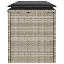 havebænk med hynde 110x40x44 cm polyrattan lysegrå