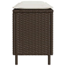 havebænk med hynde 110x30x40,5 cm polyrattan brun