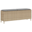 havebænk med hynde 110x30x40,5 cm polyrattan beige