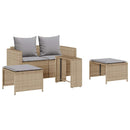 sofasæt til haven 5 dele med hynder stabelbar polyrattan beige
