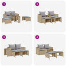 sofasæt til haven 5 dele med hynder stabelbar polyrattan beige