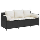 3-personers havesofa med hynder polyrattan sort