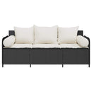 3-personers havesofa med hynder polyrattan sort