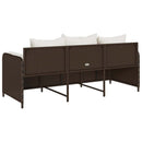 3-personers havesofa med hynder polyrattan brun