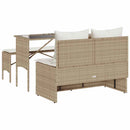 spisebordssæt til haven 3 dele med hynder polyrattan beige