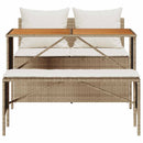 spisebordssæt til haven 3 dele med hynder polyrattan beige