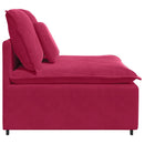 modulopbygget sofacentermodul med hynder 100 cm vinrød