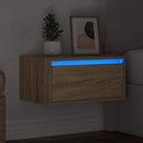 væghængt sengebord med LED-lys sonoma-eg