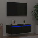 tv-skab med LED-lys 75x35,5x25 cm sort-eg