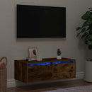 tv-bord med LED-lys 75x35,5x25 cm røget egetræsfarve