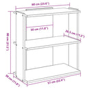 bogreol med 3 hylder 60x30x80 cm konstrueret træ sort