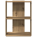 bogreol 60x30x80 cm 3 hylder konstrueret træ egetræsfarvet